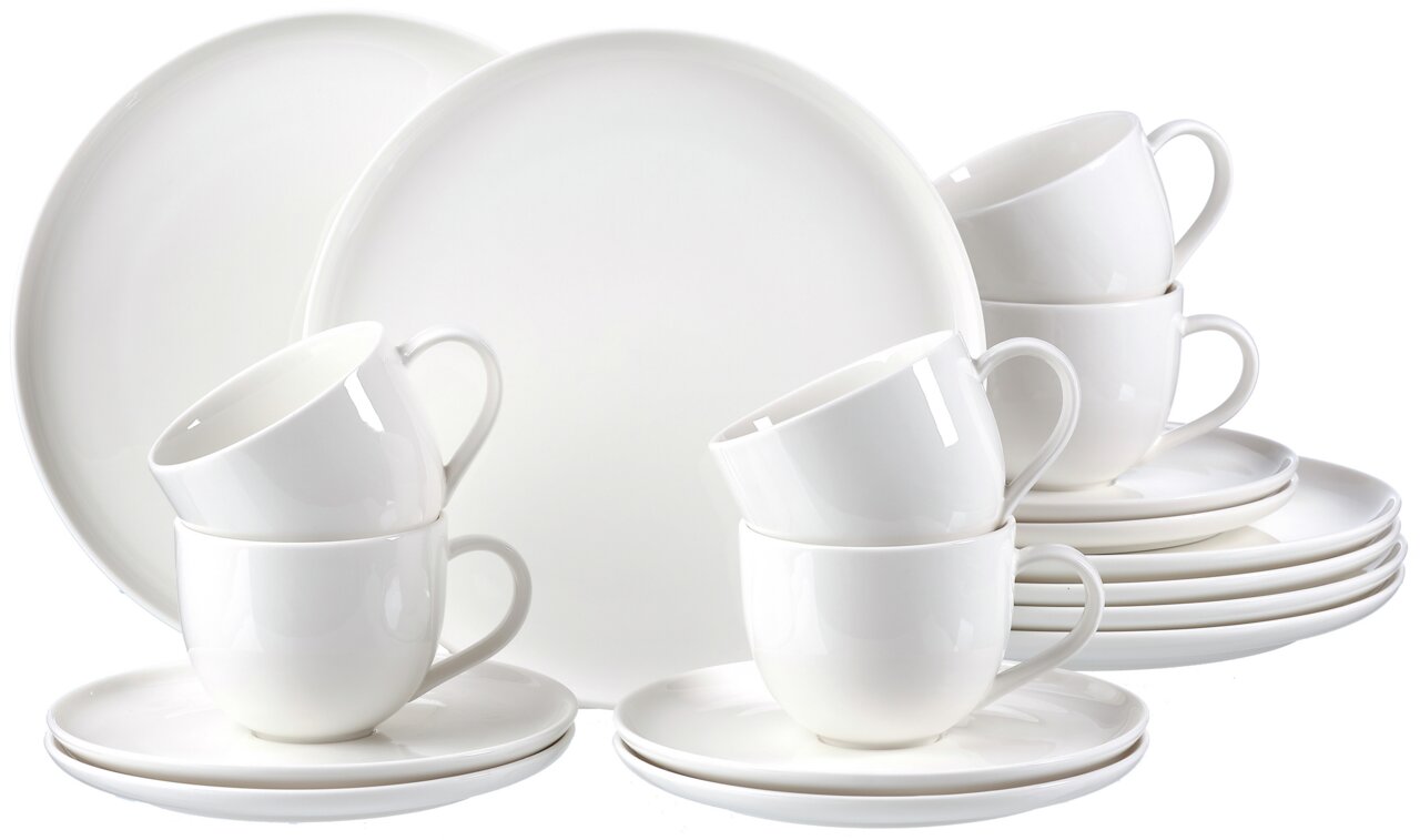 Ritzenhoff & Breker Kaffeeset 18-tlg. SKAGEN Weißes Kaffeeset Skagen, 18-teilig, bestehend aus Tassen, Untertassen und Tellern, seitliche Perspektive