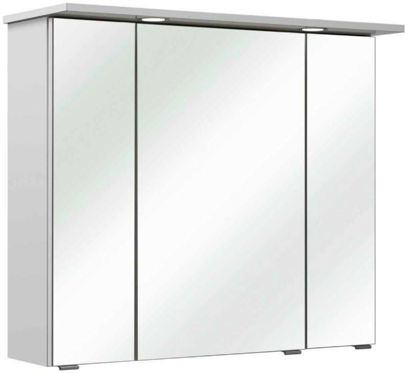 Spiegelschrank mit drei Türen und integrierter Beleuchtung, Frontalansicht