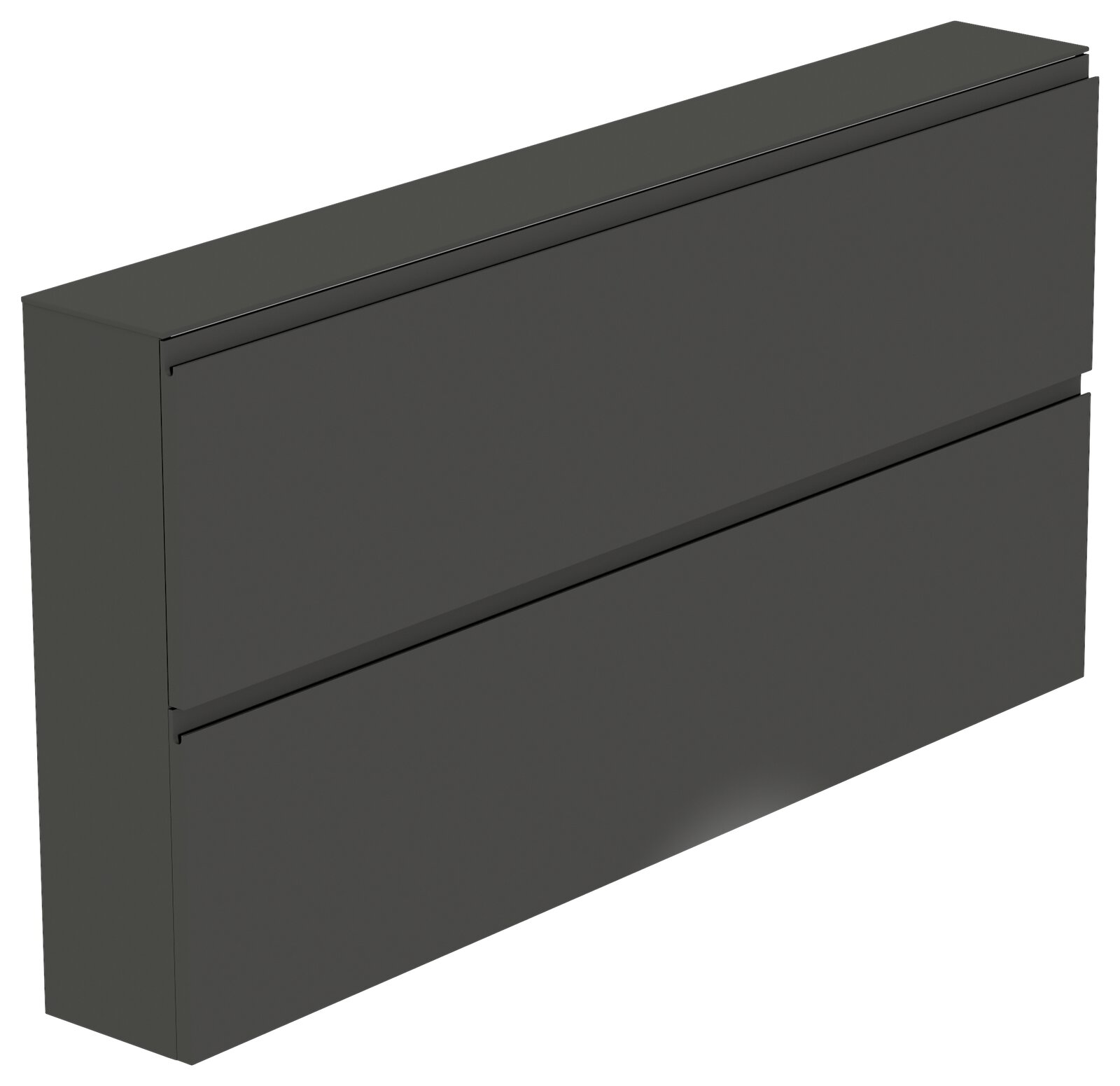 Schwarzer XL-Hängeschuhschrank mit zwei Klappen, seitliche Perspektive