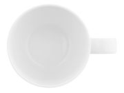 Weiße Kaffeetasse von oben mit Henkel rechts