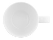 Weiße Kaffeetasse von oben mit Henkel rechts