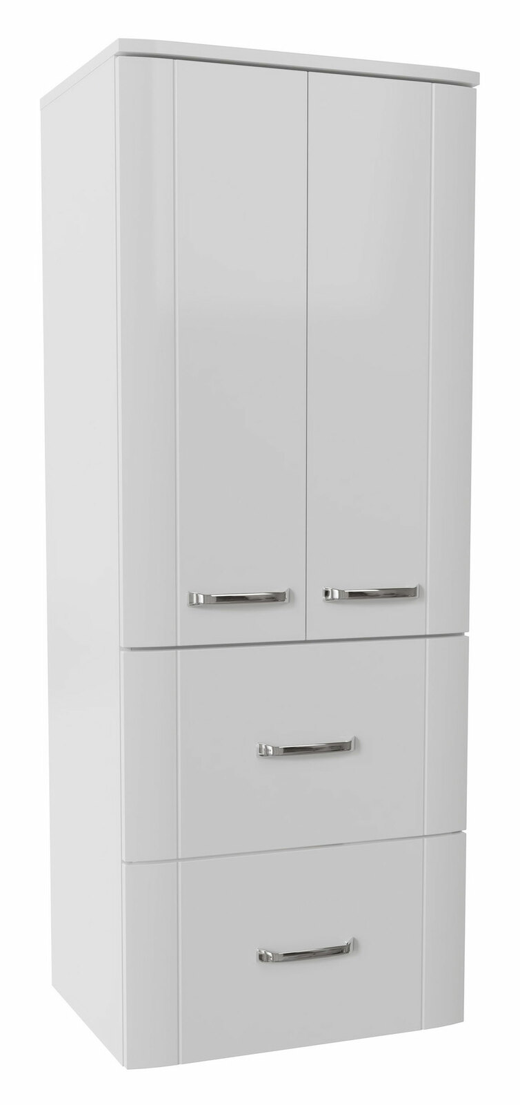 XORA Midischrank 50 cm SERIE 3006 Weißer Midischrank mit zwei Türen und zwei Schubladen, Frontansicht