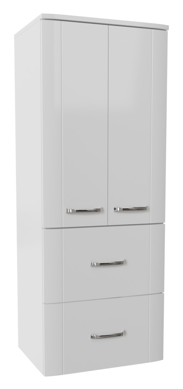 XORA Midischrank 50 cm SERIE 3006 Weißer Midischrank mit zwei Türen und zwei Schubladen, Frontansicht