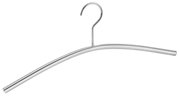 Metall-Kleiderbügel in seitlicher Ansicht mit gebogenem Design und Haken.