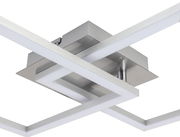 Moderne LED-Deckenleuchte Panther in silberner Optik, seitliche Perspektive