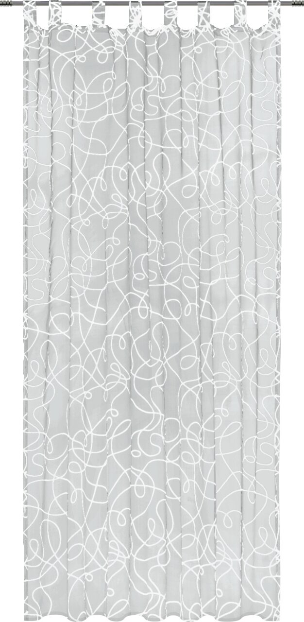 BOXXX Schlaufenschal 140x245cm PRO Schlaufenschal mit weißem, geschwungenem Muster auf transparentem Stoff, frontal betrachtet.