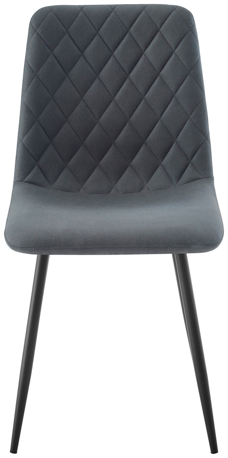 Moderner grauer Stuhl mit rautenförmiger Steppung, Vorderansicht