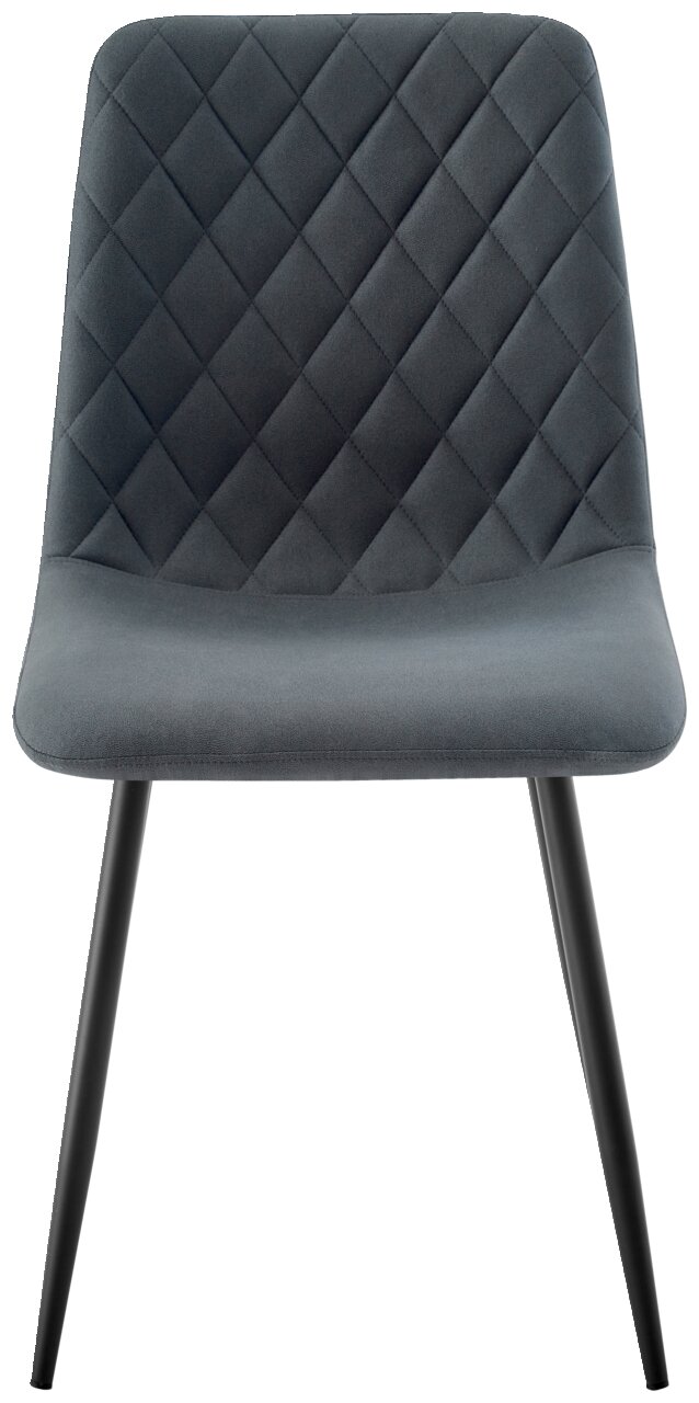 Moderner grauer Stuhl mit rautenförmiger Steppung, Vorderansicht