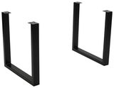 Schwarze Tischbeine aus Metall in U-Form, seitliche Perspektive