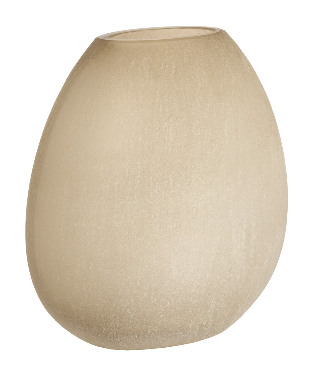 Light&Living Vase SANTINO 33,5cm Beigefarbene, ovale Vase aus Glas, seitliche Perspektive