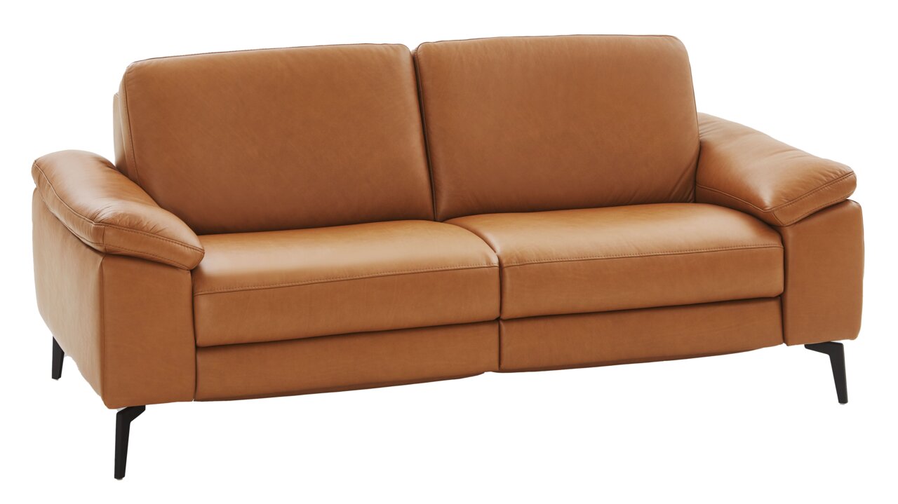 Bruine 2,5-zitsbank Valdera SYSTEM COMFORT PURE van leer, vooraanzicht