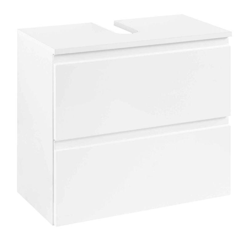 XORA Waschbeckenunterschrank CARDIFF Weißer Waschbeckenunterschrank mit zwei Schubladen, seitliche Perspektive