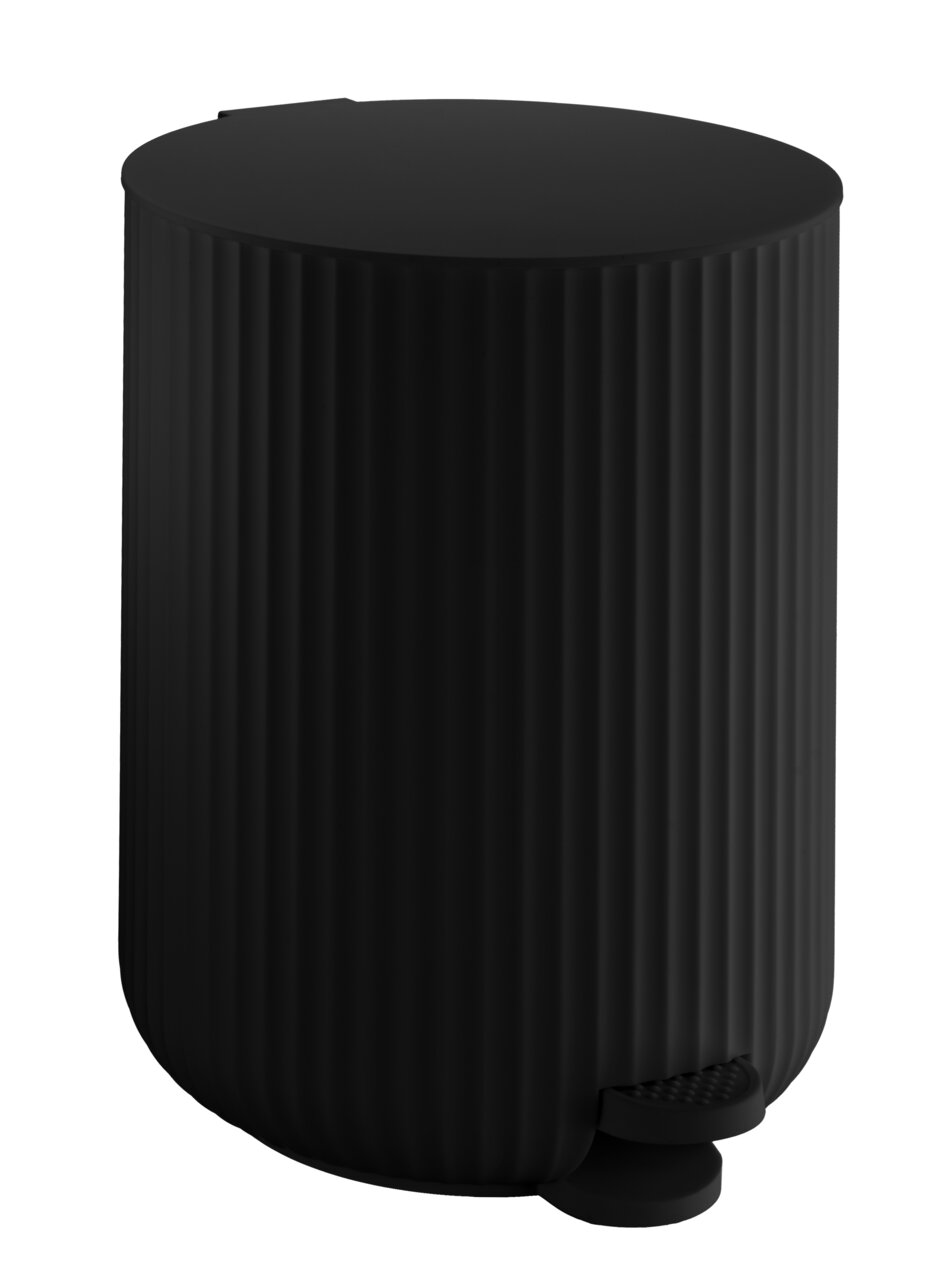 Beslagsboden Kosmetikeimer Schwarzer Kosmetikeimer mit 4 Litern Fassungsvermögen und Soft-Close-Funktion, seitliche Perspektive