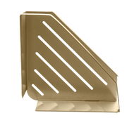 Goldene Eckablage Meleto mit diagonalen Schlitzen, seitliche Perspektive