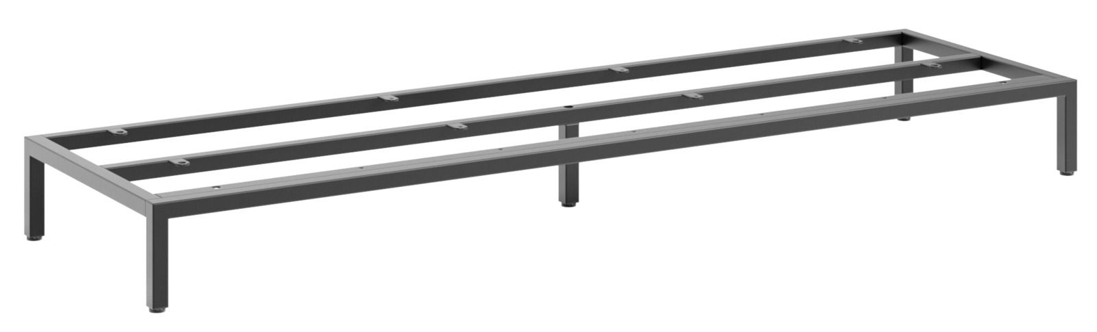 Metallgestell 135cm in seitlicher Perspektive, robustes Design mit mehreren Querstreben.