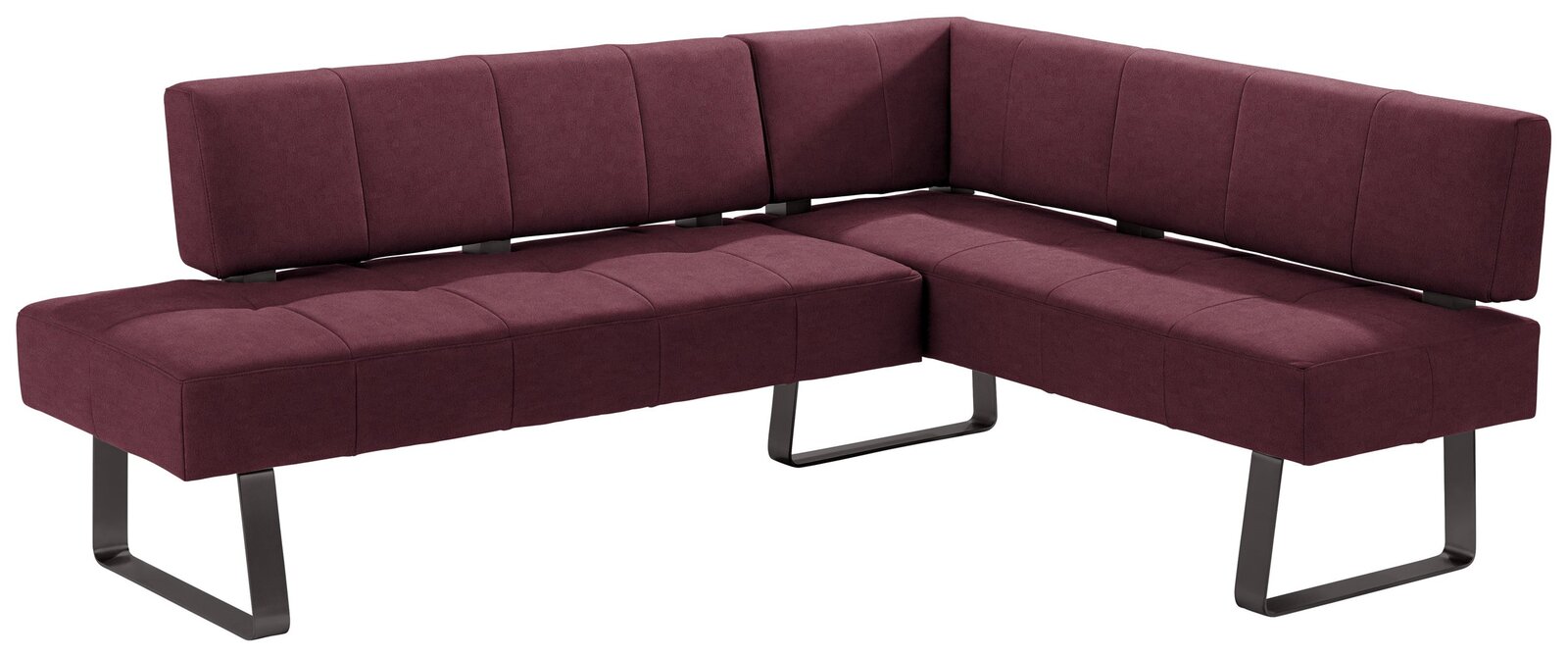 Moderano Eckbank LUPO II Eckbank in dunkelrotem Stoffbezug mit modernem Design, seitliche Perspektive
