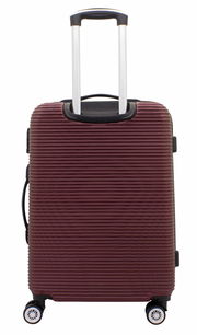 Burgunderfarbener Trolley mit ausziehbarem Griff und vier Rollen, Rückansicht