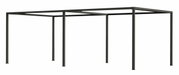 Metalen frame van een pergola-uitbreiding, gezien vanaf de zijkant
