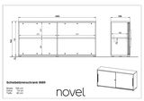 Schiebetürenschrank 0689, Frontansicht und Seitenansicht, Breite 160 cm, Höhe 74 cm, Tiefe 40 cm