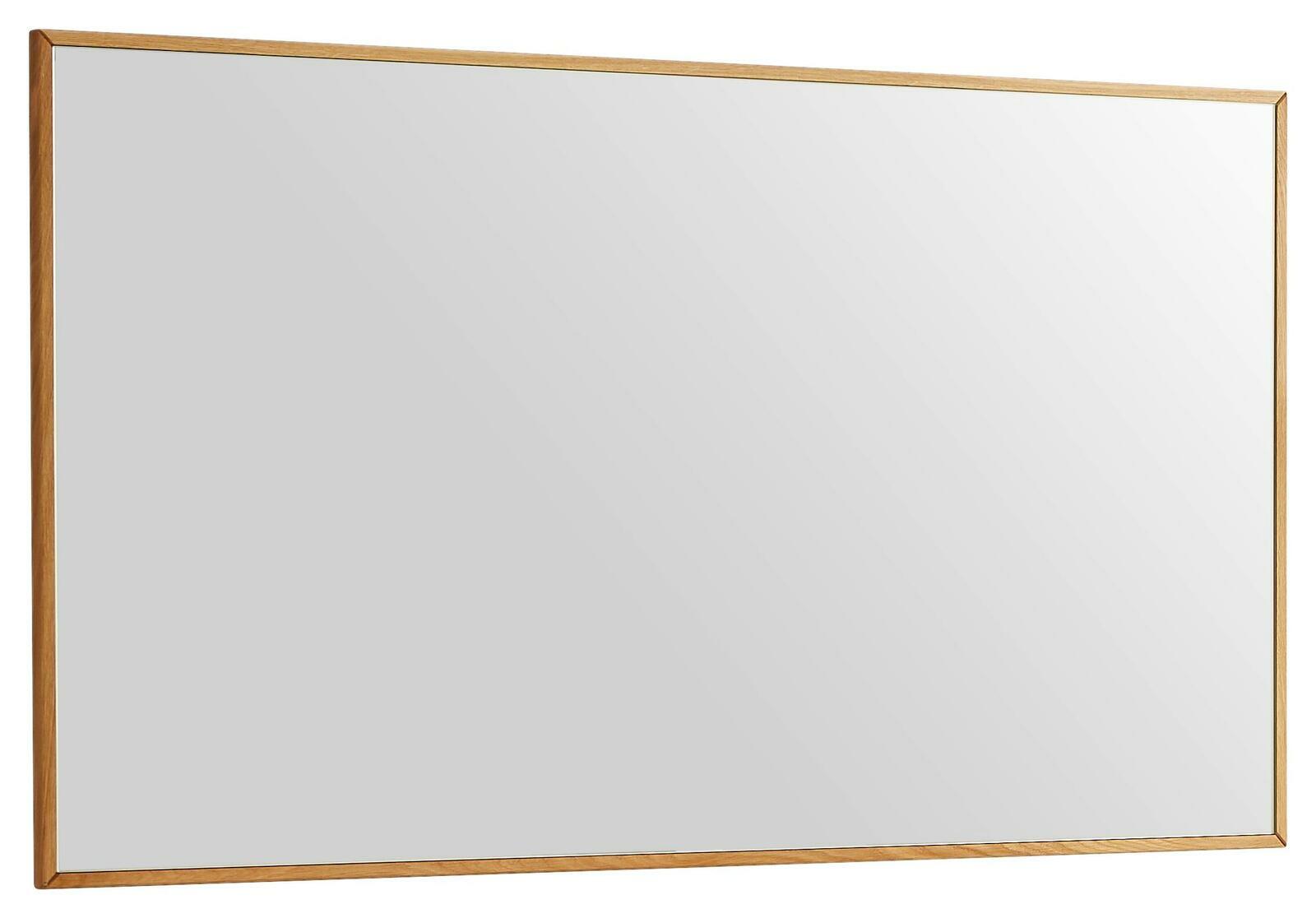 Rechteckiger Spiegel mit Holzrahmen, seitliche Perspektive