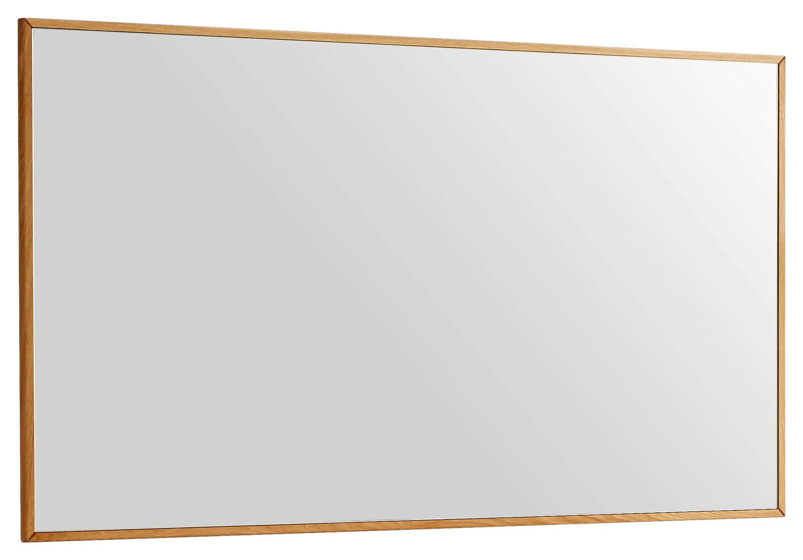 Rechteckiger Spiegel mit Holzrahmen, seitliche Perspektive