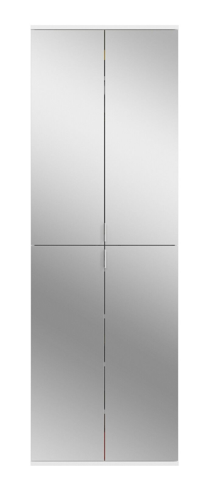 Spiegelschrank mit vier Türen, frontal betrachtet.
