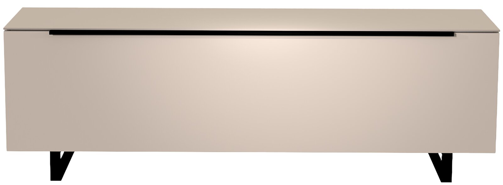 Moderano TV-Lowboard BORMIO Frontansicht eines modernen TV-Lowboards der Serie BORMIO mit schlichtem Design und schwarzen Beinen.