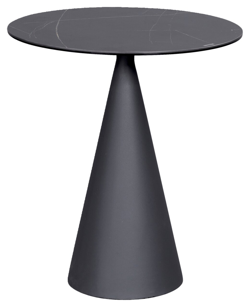 Dieter Knoll Beistelltisch TIVOLI Moderner Beistelltisch mit runder, dunkler Tischplatte und konischem Fuß, seitliche Perspektive