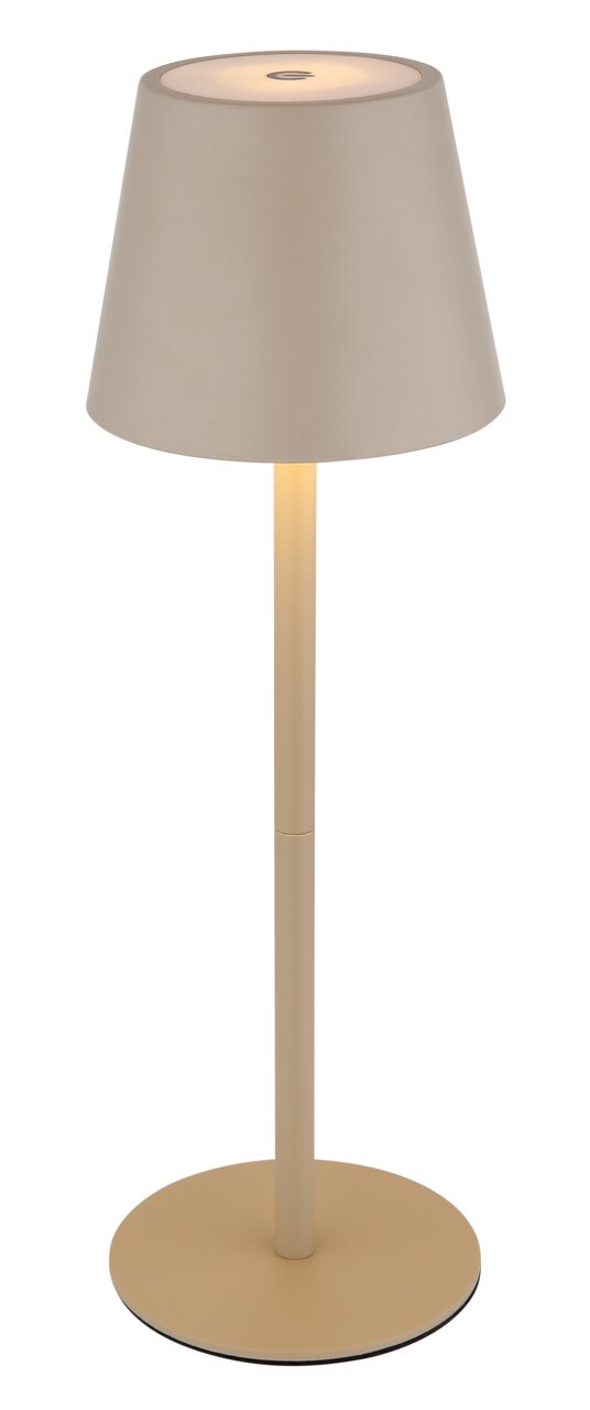 Akku-Tischleuchte VANNIE 3 in Beige, seitliche Perspektive