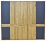 5-türiger Drehtürenschrank aus Holz mit dunklen Akzenten, Frontalansicht