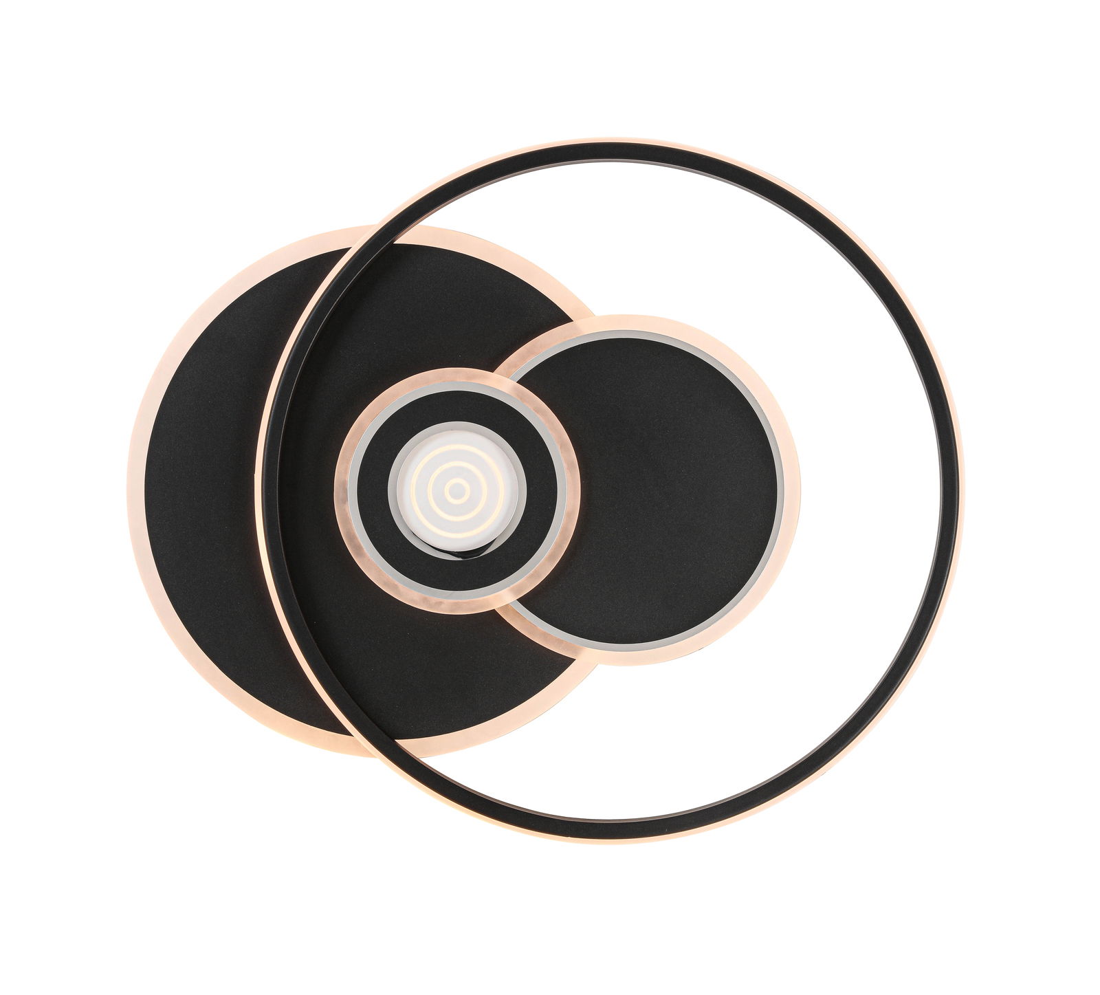 Moderne LED-Deckenleuchte mit kreisförmigem Design, von oben betrachtet.