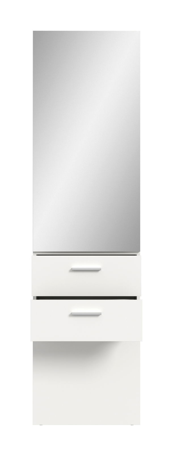 Garderobenpaneel mit großem Spiegel und zwei Schubladen, Frontalansicht