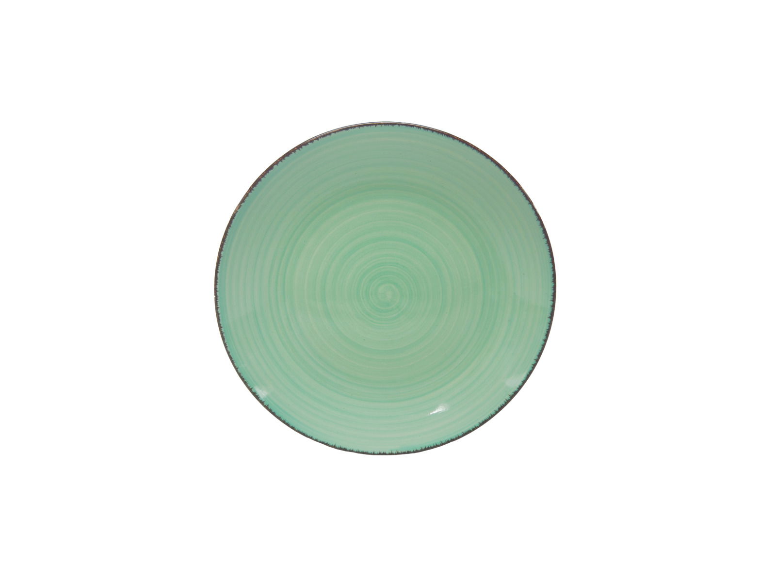 Grüner Teller mit kreisförmigem Muster, Draufsicht