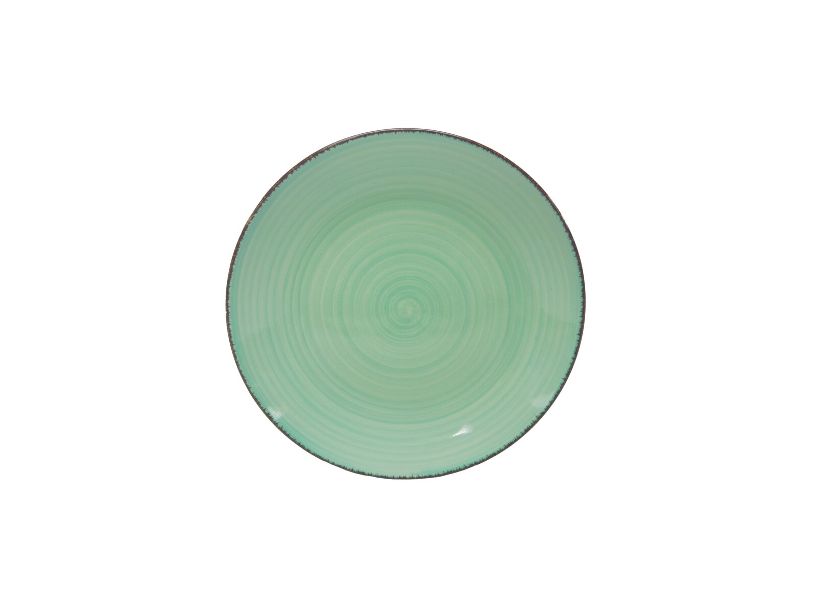 Grüner Teller mit kreisförmigem Muster, Draufsicht