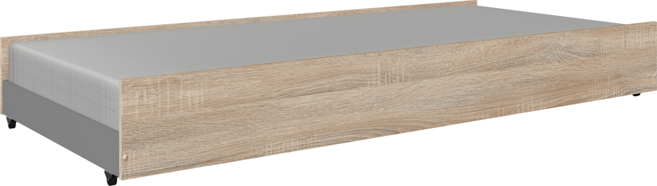 Ausziehliege in Holzoptik, seitliche Perspektive