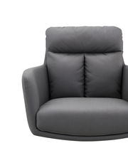 Grauer Armlehnstuhl EMMA mit weichen Polstern, Frontalansicht