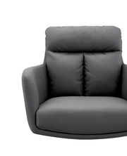 Grauer Armlehnstuhl EMMA mit weichen Polstern, Frontalansicht