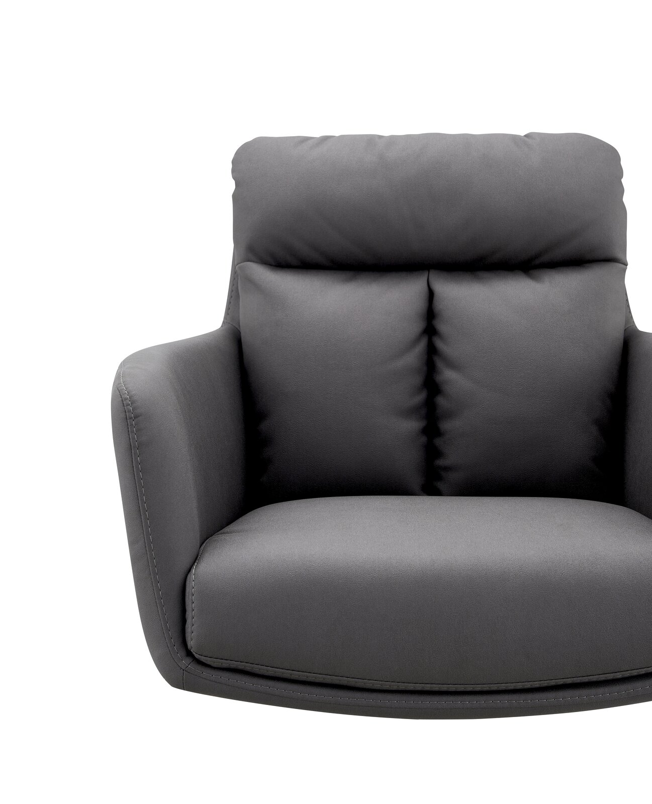 Grauer Armlehnstuhl EMMA mit weichen Polstern, Frontalansicht