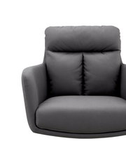 Grijze fauteuil EMMA met zachte bekleding, vooraanzicht