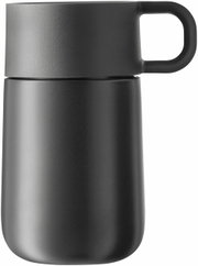 Zwarte Impulse Travel Mug 0,3 l Cromar, zijaanzicht met handvat