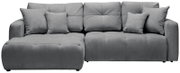 Graues Ecksofa mit mehreren Kissen, Vorderansicht