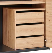 Schubladen-Container aus Holz mit drei Schubladen, seitliche Perspektive