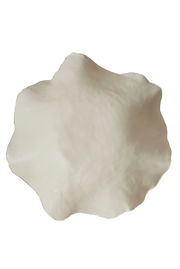 Obenansicht einer unregelmäßig geformten, weißen Schale mit organischer Struktur.