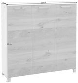 XL-Schuhschrank mit drei Türen in Holzoptik, Maße 126 cm x 126 cm x 37 cm, Frontalansicht