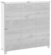 XL-Schuhschrank mit drei Türen in Holzoptik, Maße 126 cm x 126 cm x 37 cm, Frontalansicht