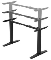 Höhenverstellbares Tischgestell in schwarzer Farbe, seitliche Perspektive