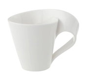 Weiße Kaffeetasse aus der NewWave Kollektion, seitliche Perspektive