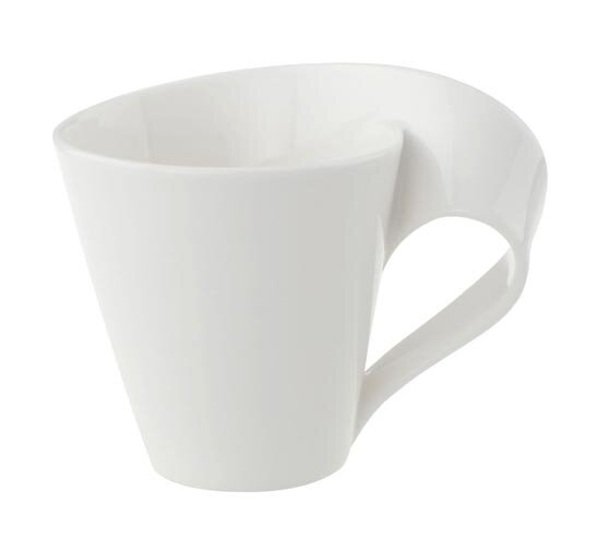 Weiße Kaffeetasse aus der NewWave Kollektion, seitliche Perspektive