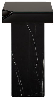 Moderner schwarzer Beistelltisch mit Marmoroptik, Frontalansicht