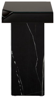 Moderner schwarzer Beistelltisch mit Marmoroptik, Frontalansicht